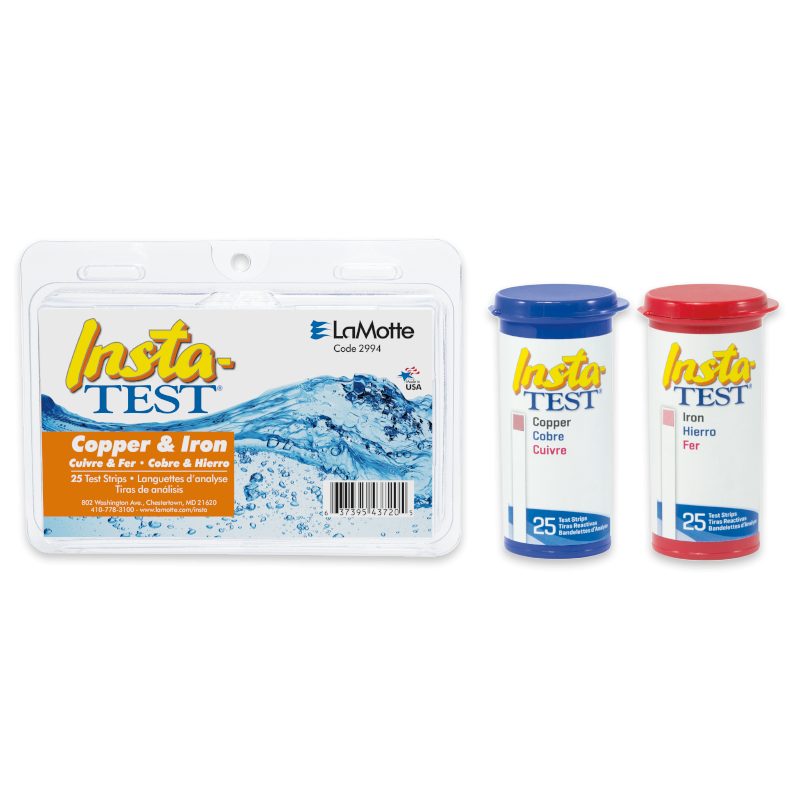 LaMotte 2994 Insta-Test Iron and Copper Multi-Factor Test Strip Kit, 0-5ppm Iron Range, 0-3ppm Copper Range, 25 Count Tubes