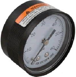 Super-Pro 80960BU 2" Plastic Pressure Gauge 0.25" 0-60 PSI Back Mount