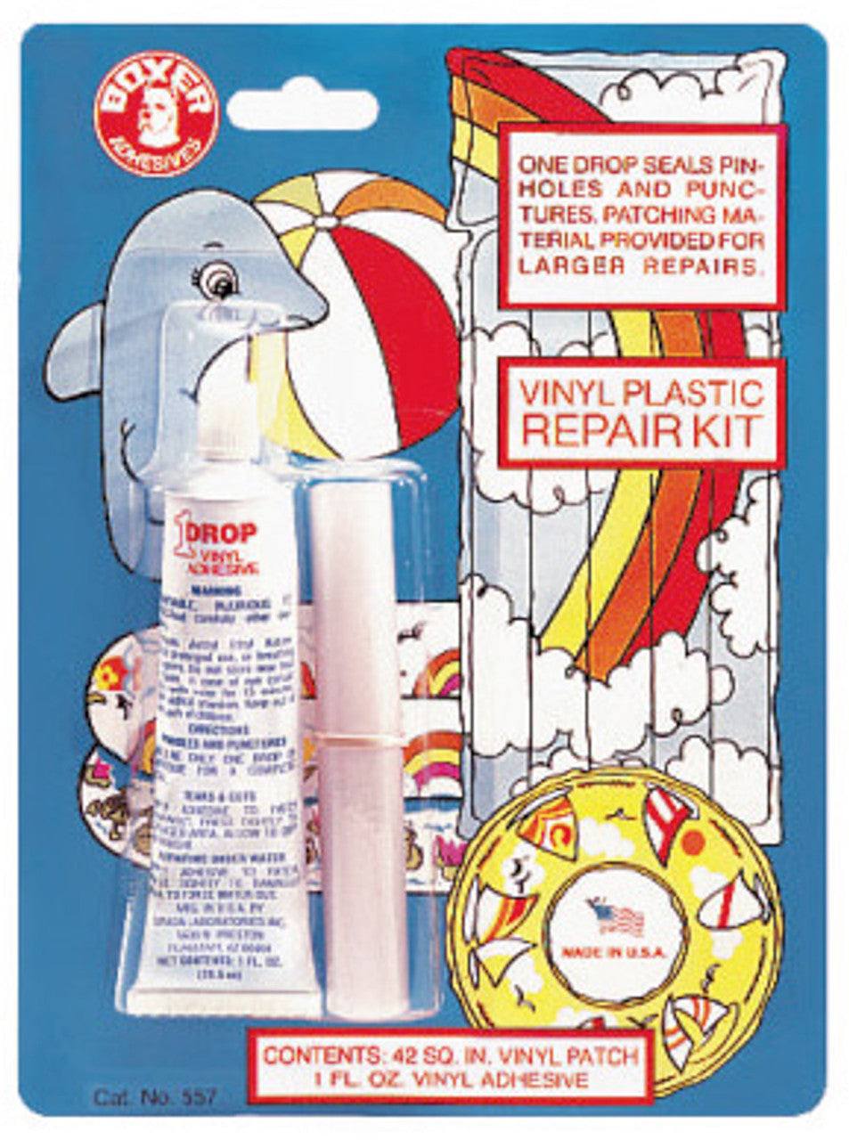 Boxer Adhesives #557 One-Drop Vinyl Repair Kit 1oz (Seals Pinholes & Inflatables)