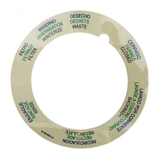 Pentair 272599 Tagelus Top Mount Valve Label