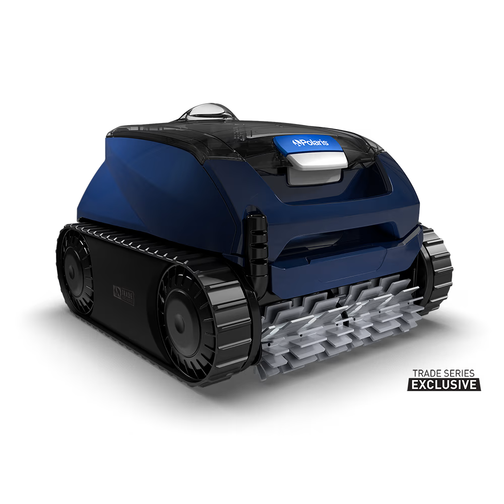 Polaris EPIC 8520 robotic pool cleaner, front-right view showing Double Helix brush