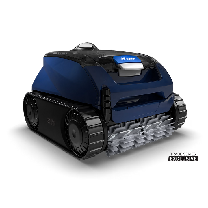 Polaris EPIC 8520 robotic pool cleaner, front-right view showing Double Helix brush