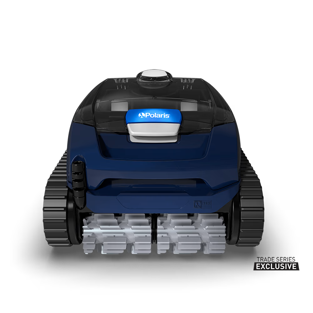 Polaris EPIC 8520 robotic pool cleaner, front view with handle