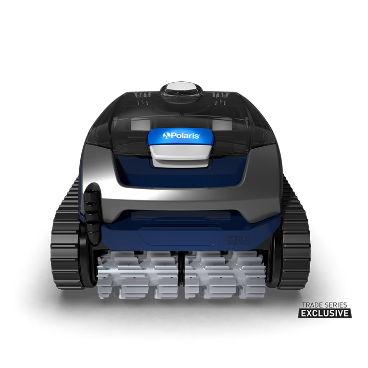 Polaris EPIC 8640 robotic pool cleaner, front view with handle