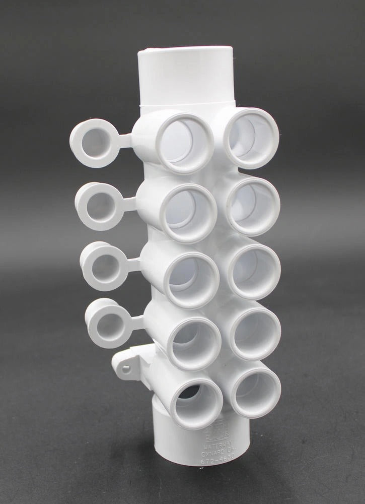 Waterway 672-4630 10-Port Manifold for Plumbing Systems - 1-1/2" Sx1-1/2" Spg x 1/2" Pt