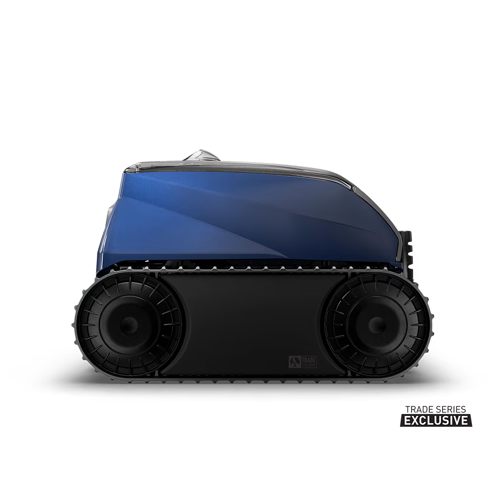 Polaris EPIC 8640 robotic pool cleaner, side view showing track
