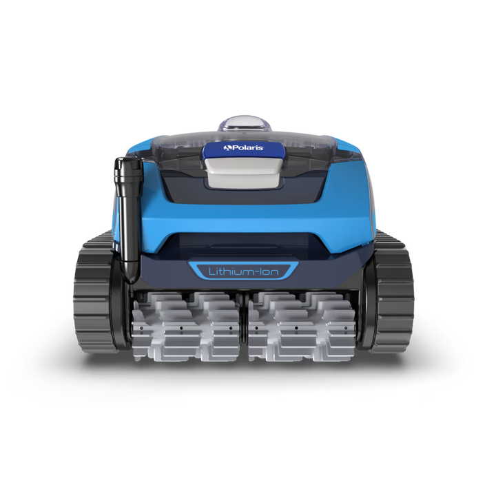 Polaris FREEDOM Plus robotic cleaner, front view showing the dual brushes and tracks