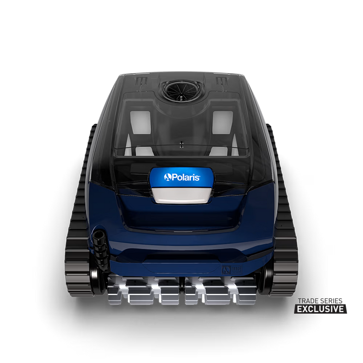 Polaris EPIC 8520 robotic pool cleaner, front view with clear lid