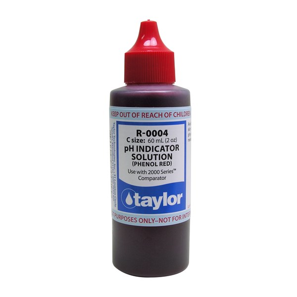 Taylor R-0004-C pH Indicator Solution (for 2000 Series), Phenol Red, 2 oz, Dropper Bottle