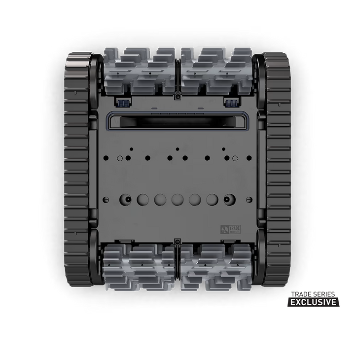 Polaris EPIC 8640 robotic pool cleaner, underside view showing brushes and inlet