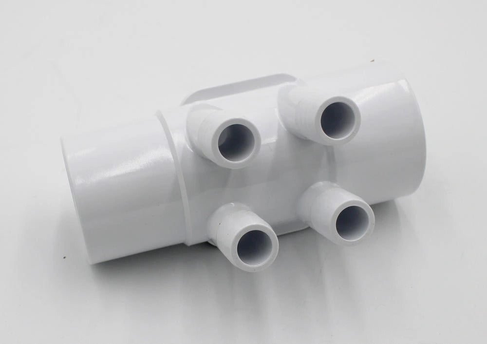 Waterway 672-7140B Waterway 4-Port Spa Manifold - 2" Slip x 2" Spigot, 3/4" Ports