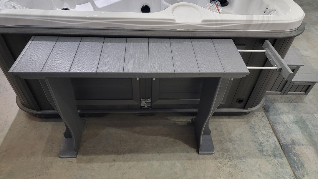 A&B Outdoor Accessories Tub Towel Table & Leg Kit 15" x 52", w/ towel slider, 34 1/2" High Graphite Grey