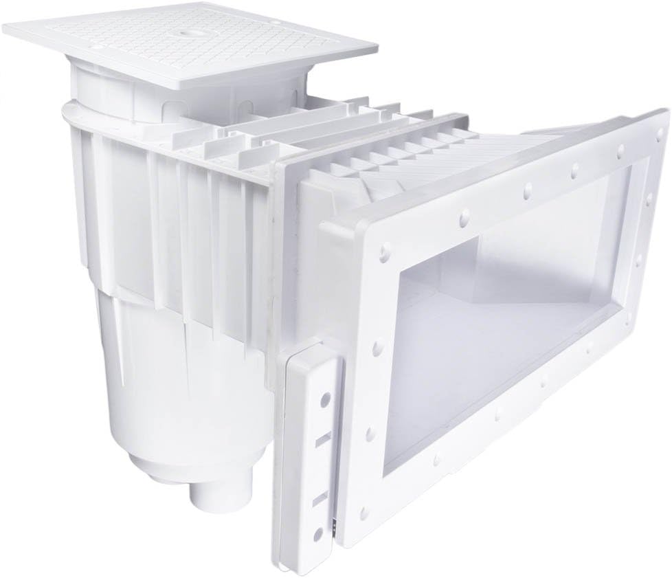 CMP 25160-240-000N Vinyl Liner Skimmer, White, One 2" Port, Wide 1085 Mouth, Square Cover