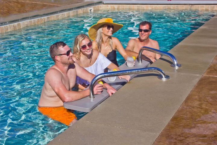 Global Pool Products 3 Seat Bar Silver Vein Powder Coated Frame Granite Gray Top