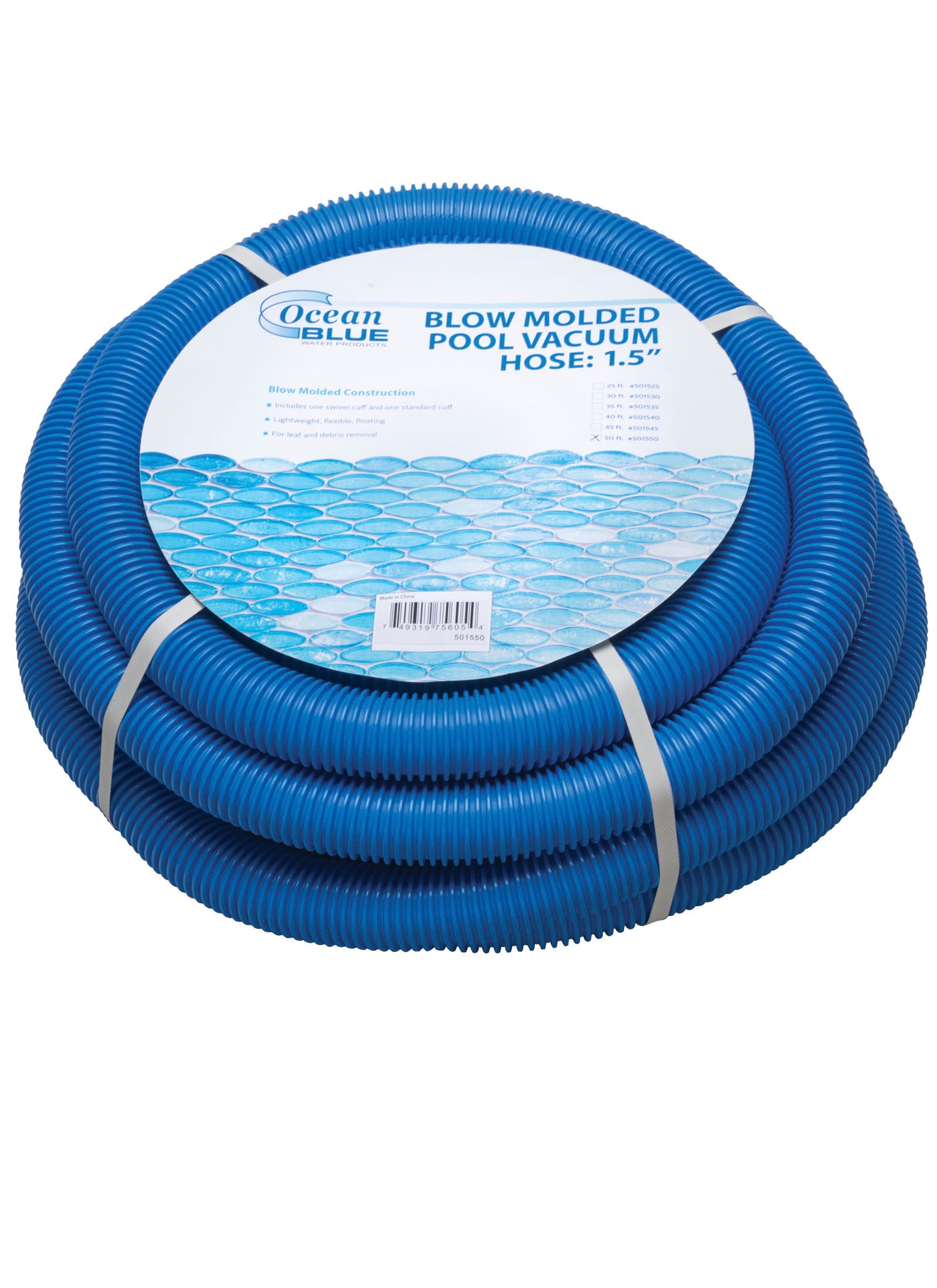 Ocean Blue 1.5" x 35' Spiral Wound Vacuum Hose w/ Swivel & Standard Cuff
