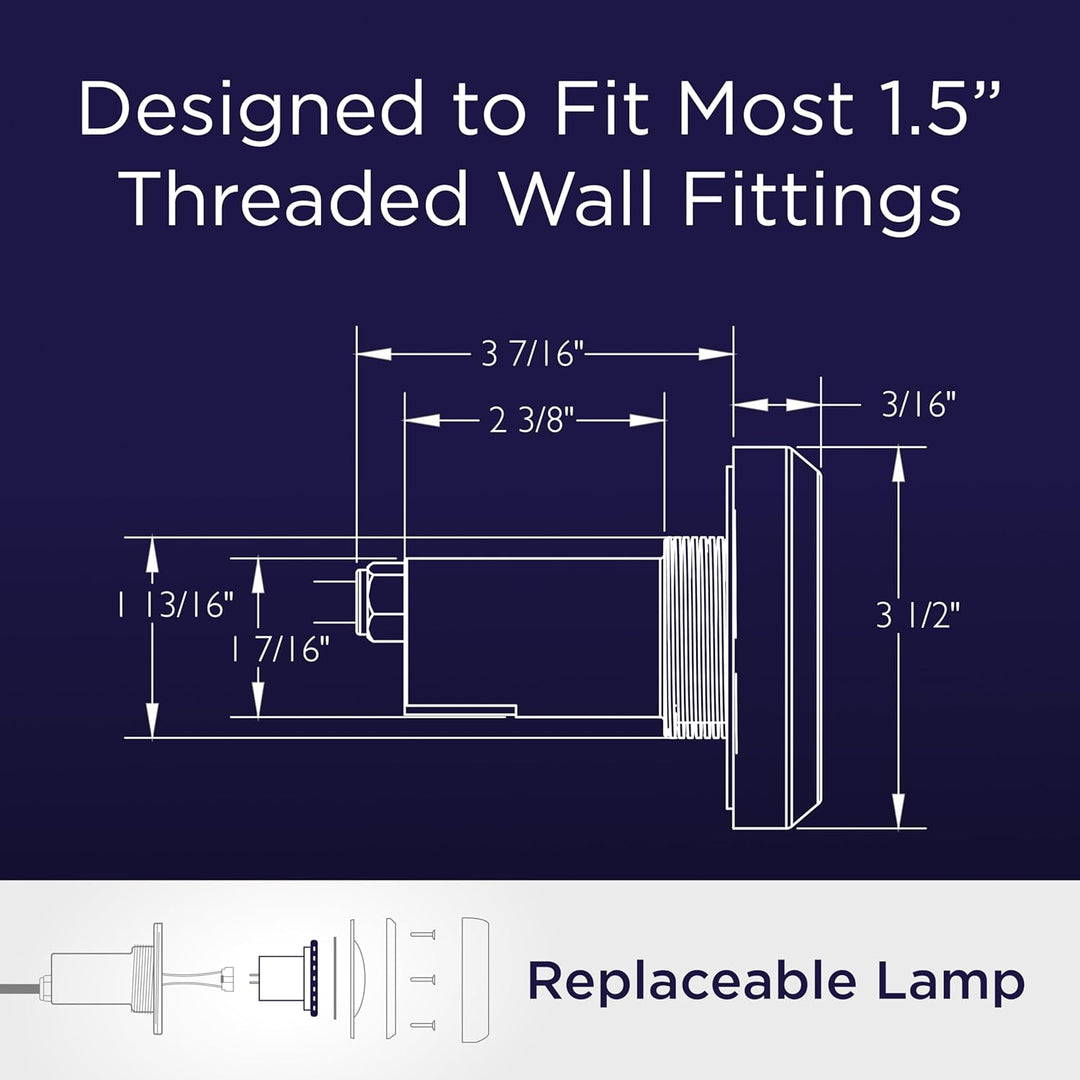S.R.Smith FLED-C-TR Treo LED Pool Light – 12 Volt White or Color Changing Underwater Lighting for Inground Pools and Spas – Compatible with PoolLUX Light Control