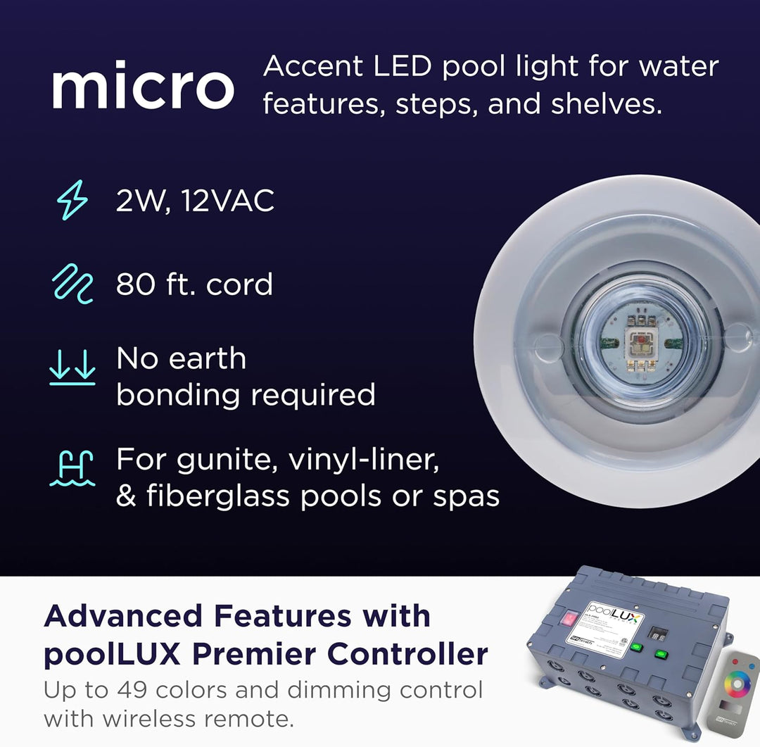 SR SMITH FLED-TM-C LED Light, Treo Micro, RGB, 12V, 2W, 80‘ Cord, 3/4“ Fitting