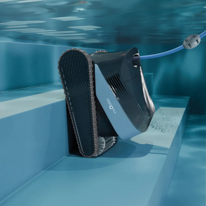 Dolphin S3000 Deluxe robotic pool cleaner cleaning pool steps