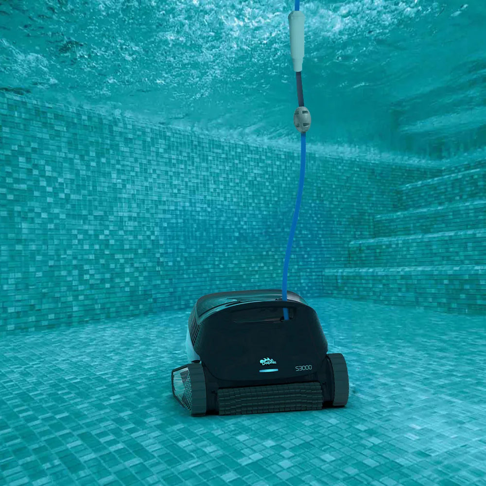Dolphin S3000 Deluxe robotic pool cleaner cleaning the pool floor