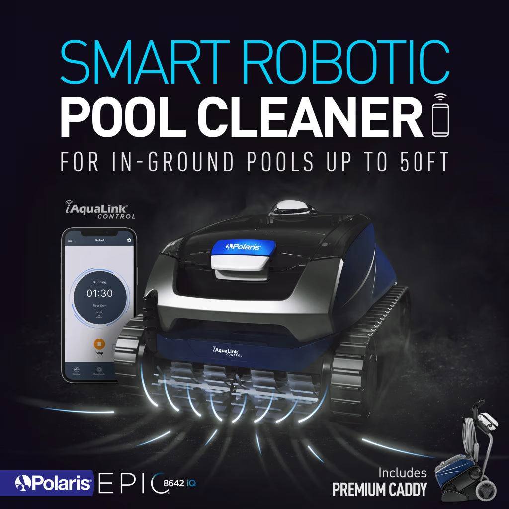 Polaris FEPIC8642IQ Epic 8642 IQ Robotic Pool Cleaner <=50' Pools - 2 Year Warranty - Includes Rolling Caddy