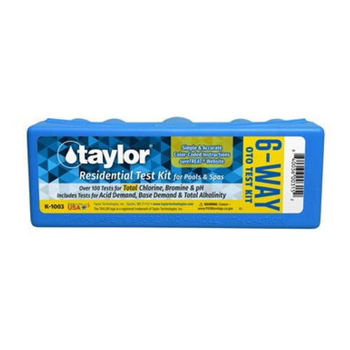 Taylor K-1003 6-Way Residential Test Kit-Total Chl, Brom, pH (acidbasedemand), Alk(OTO)