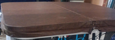 Custom Built Brown Hot Tub Cover 93 1/2" x 92"  4"x3" Taper 93, 3 1/2" skirt, 1.5 lb foam