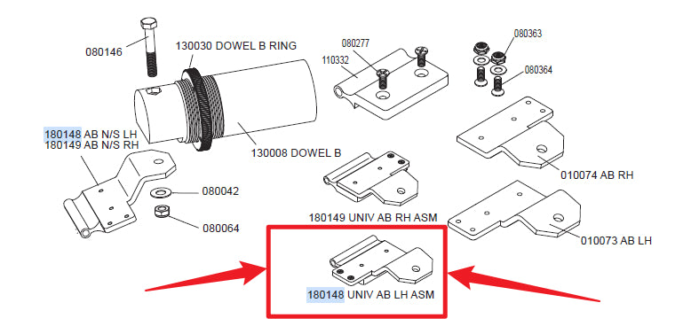 180148 Cover Pools Glider Body Universal Top Track AB Left Hand Non-Slotted Assembly