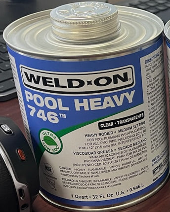 IPS Corp. 13563 Weld-On 746 PVC, Pool Heavy PVC Cement, Medium Set Time, Clear, Heavy-Bodied, 1Qt, 12/Cs