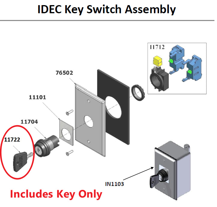 PCS 11722 Key For Standard Key Switch & Autoguard Systems