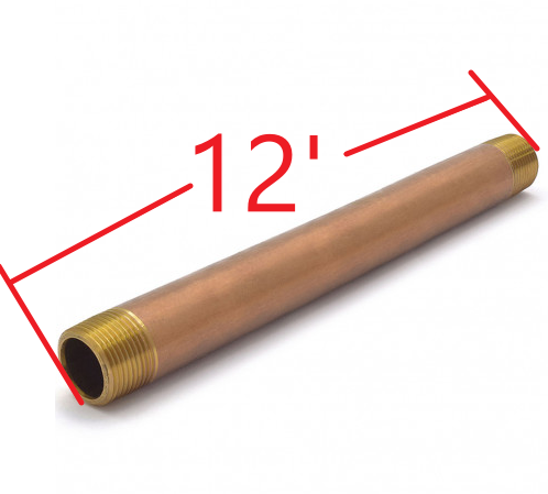 3/4" x 12' Pipe Tube Soft Red Brass Knealed Both Ends - For Light Niche Installation