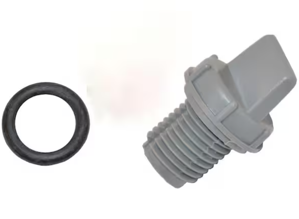 Raypak 100-10008775 Heat Exchanger Drain Plug Kit for Polymer Headers, 206A-406A Heaters (Gray Plug with O-Ring)