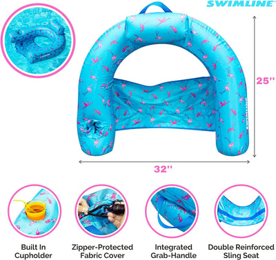 Swimline 90466 Flamingo Fabric Covered U-Seat