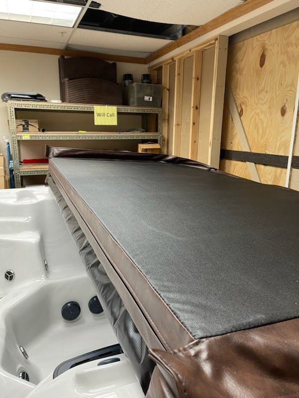 Custom Built Brown Hot Tub Cover 92" x 93 1/2", 3"x2" Taper