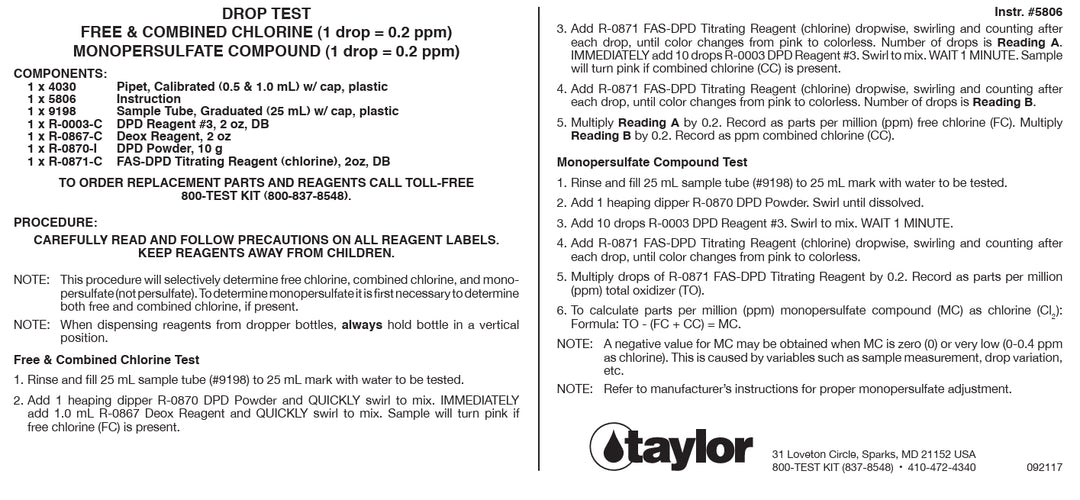 Taylor R-0867-C Deox Reagant