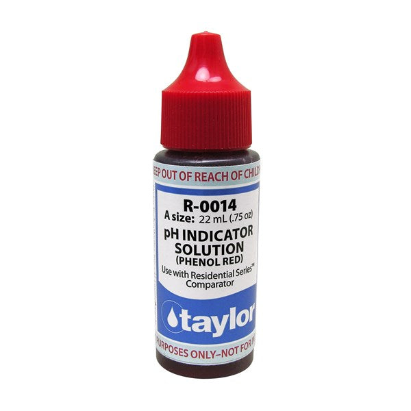 Taylor R-0014-A pH Indicator Solution (For Residential Series), Phenol Red, .75 oz, Dropper bottle
