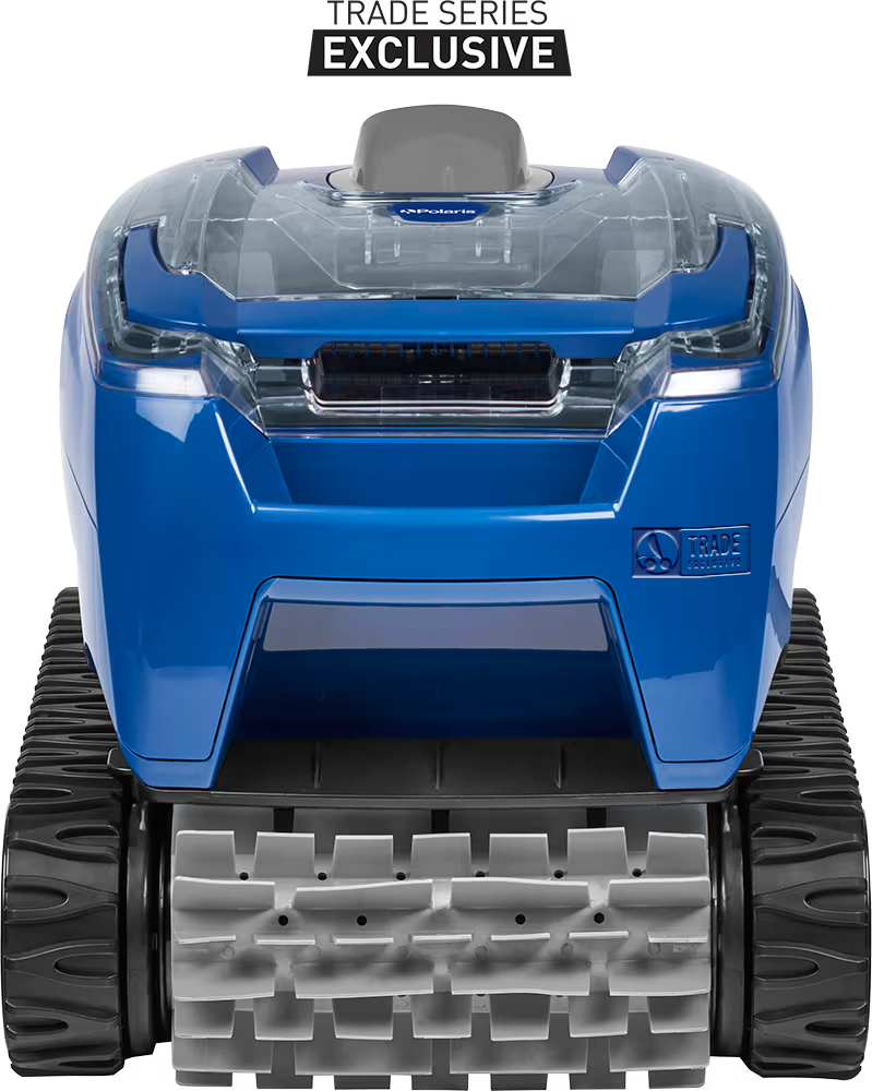 Polaris 7240 Sport front view with pleated brush and clear lid