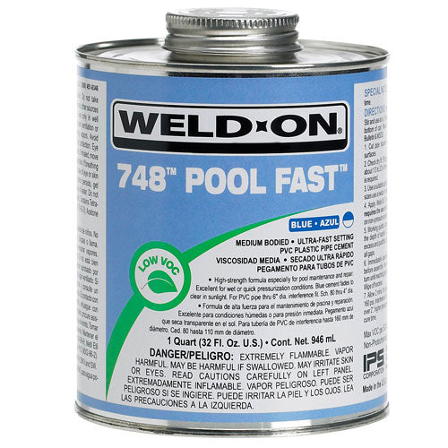 IPS Corp. 13342 Weld-On 748 Pool Fast, PVC Cement, Ultra Fast, Blue, 1Qt