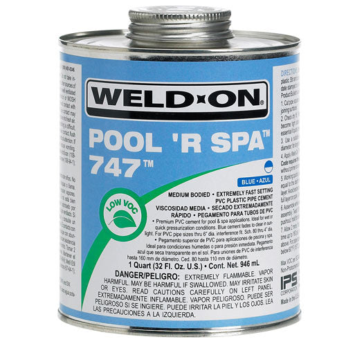 IPS Corp. Weld-On 747 Pool 'R Spa, PVC Cement, Extreme Fast, Blue, 1/4pt