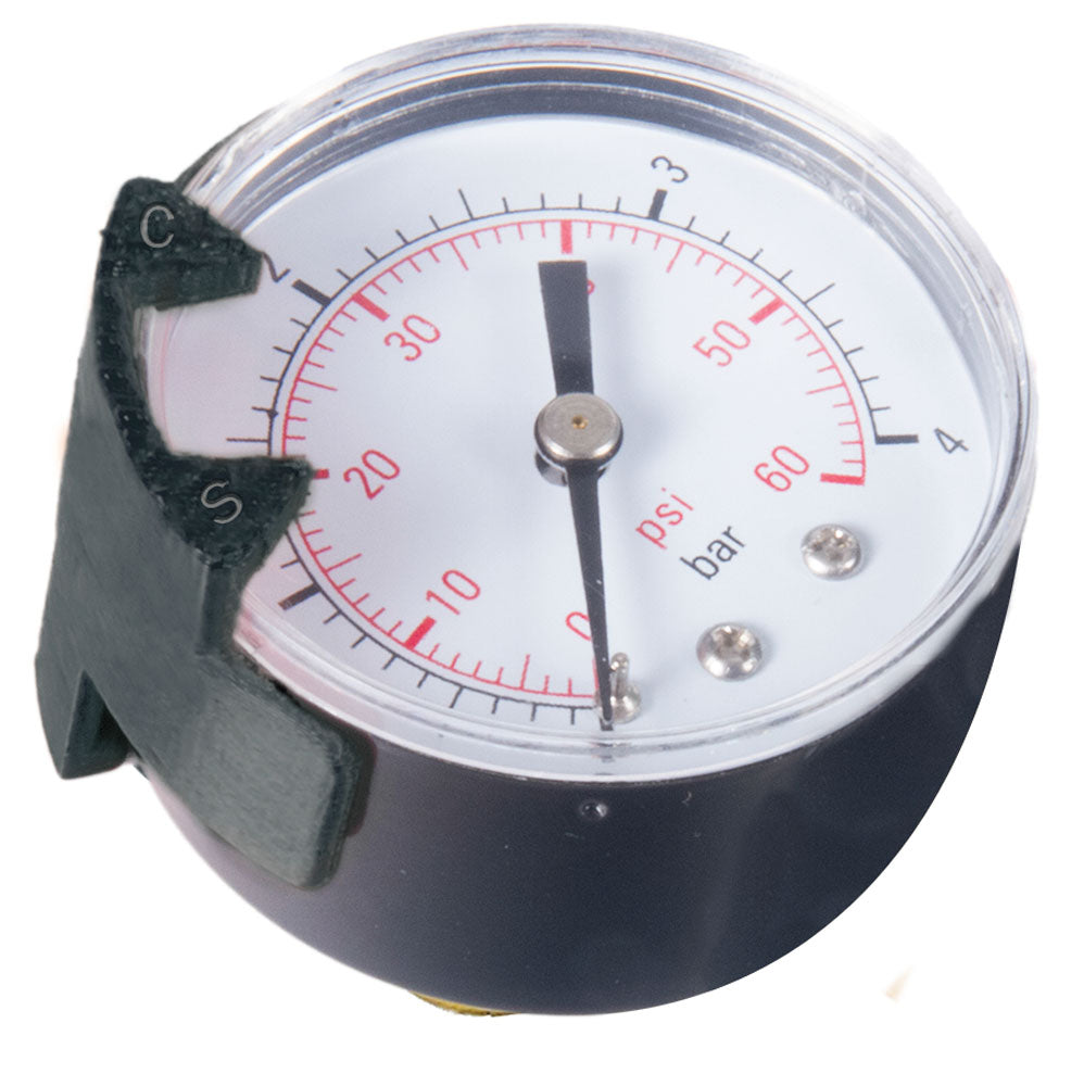 25501-120-900 CMP 0-60 Pressure Gauge Back Mount with Stating Pressure/Clean Filter Indicator