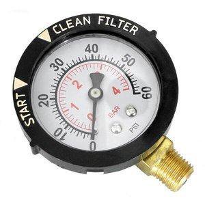 Pentair 190058Z 0-60 Pressure Gauge Side Mount with Starting Pressure/Clean Filter Guide