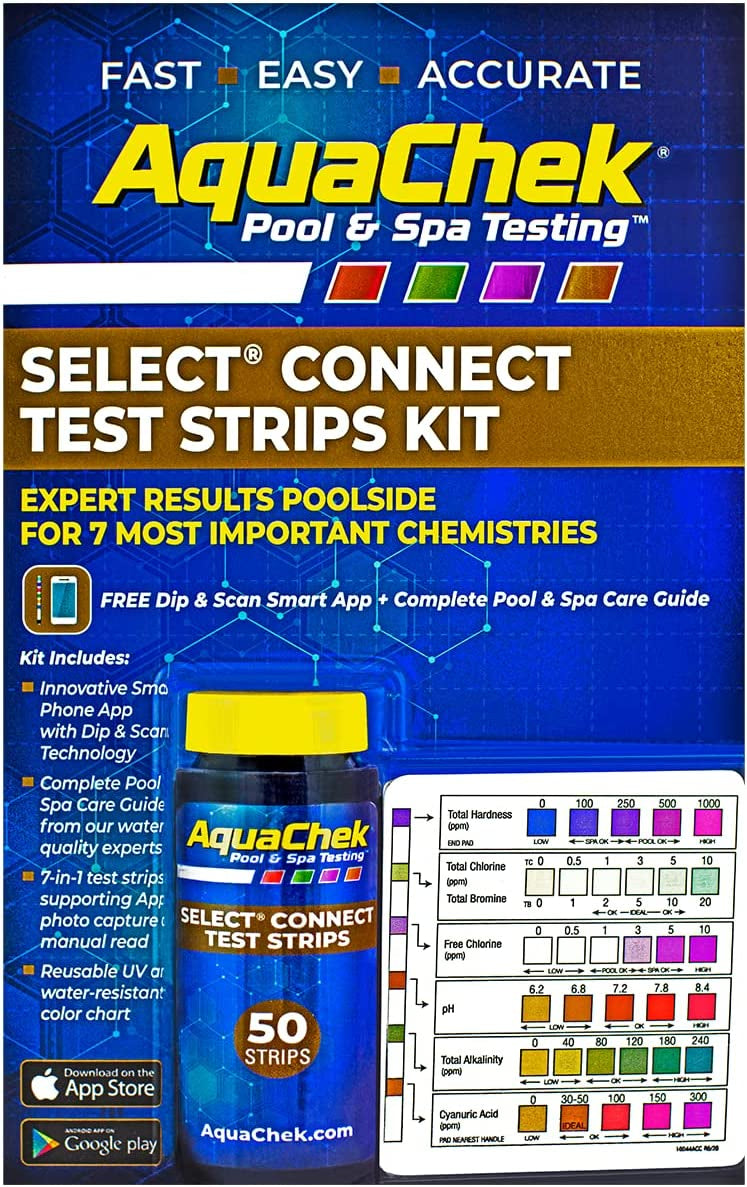 Aquachek 541604A 7in1 Pool and Spa Test Strips with Color Chart